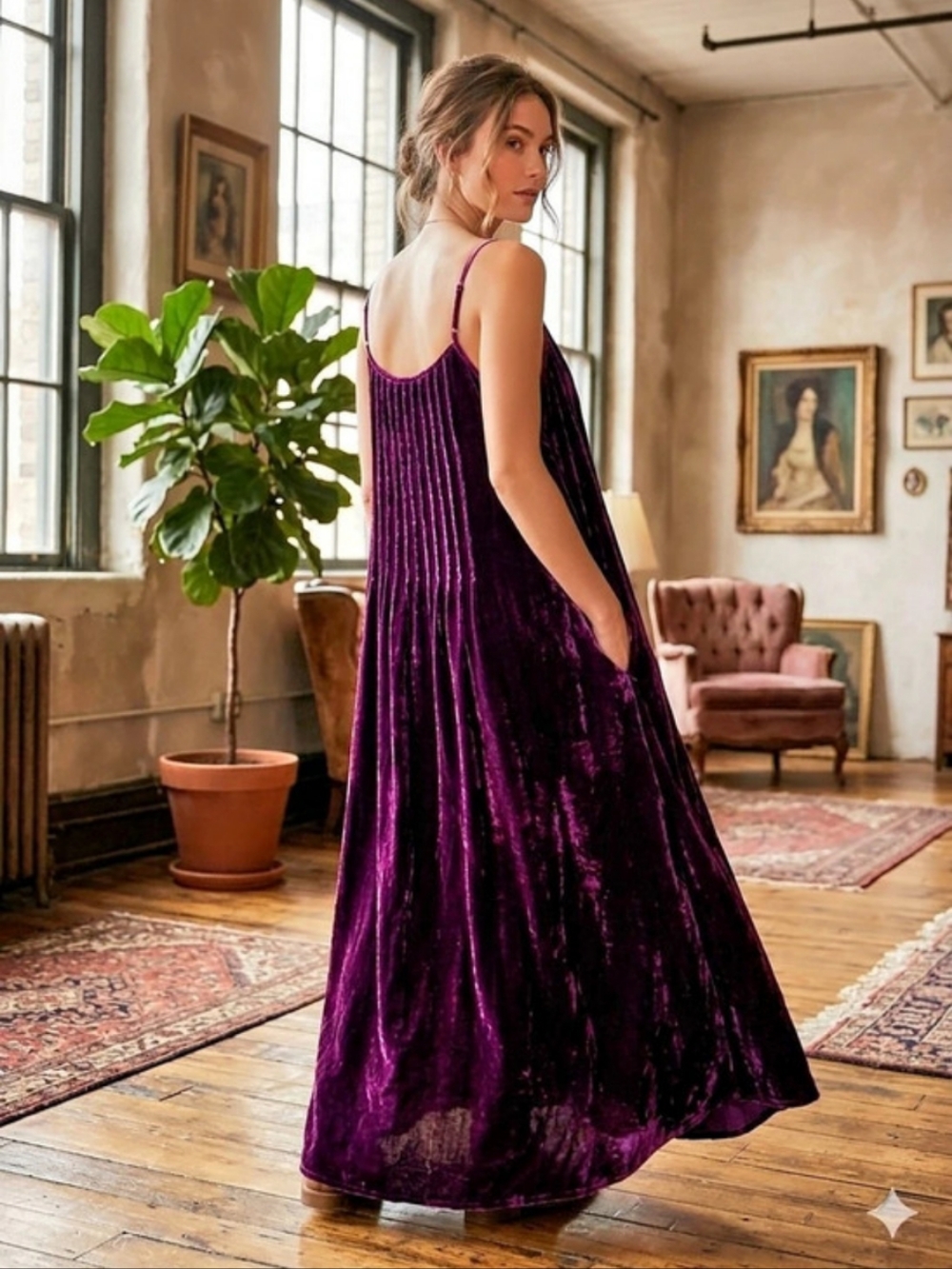 Free People Purple Velvet Maxi Dress